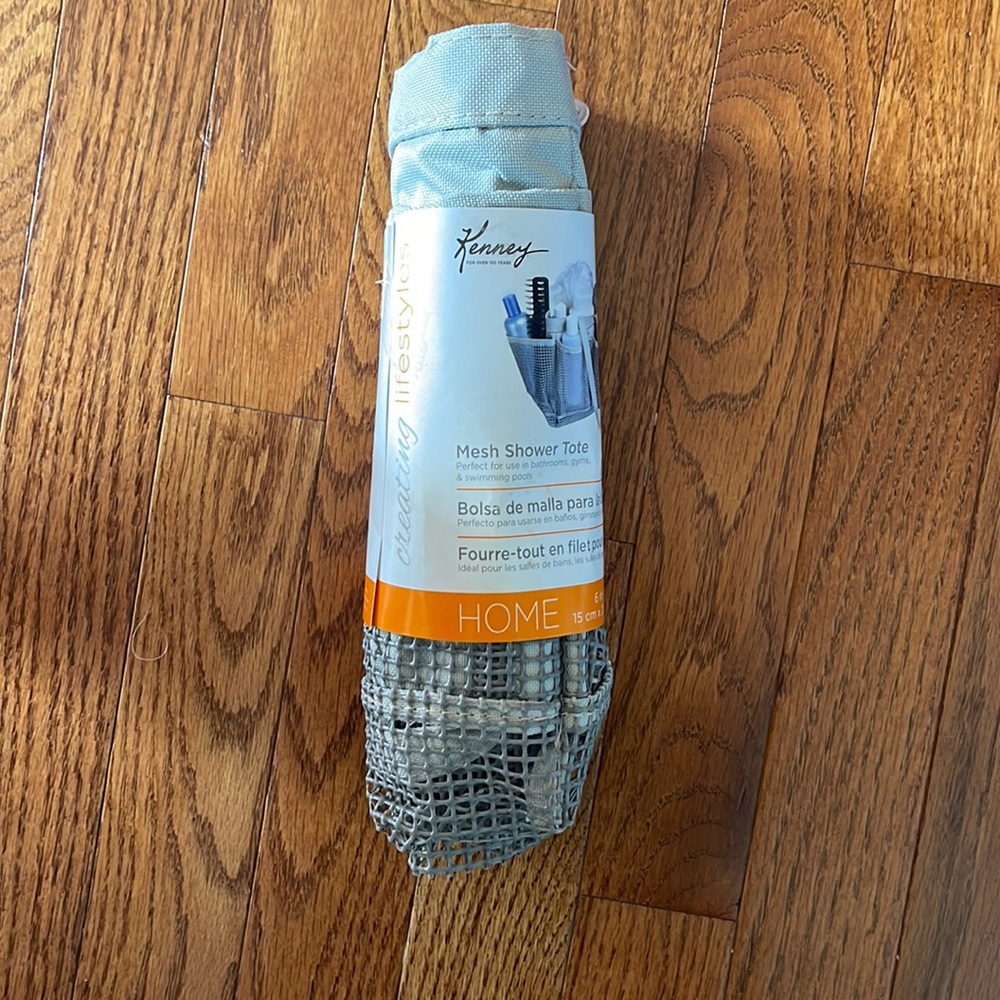 Lite grey mesh shower tote